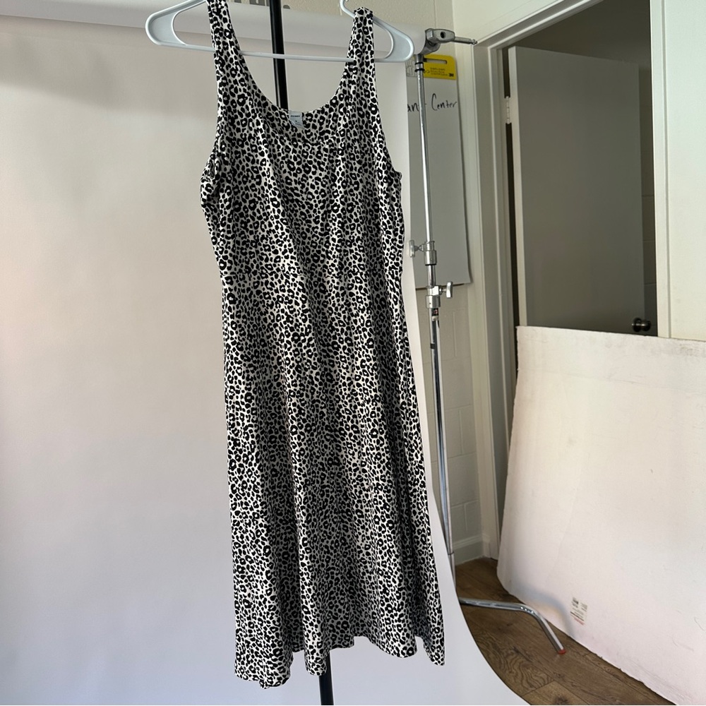 Old Navy Black and White Animal Print Midi Dress